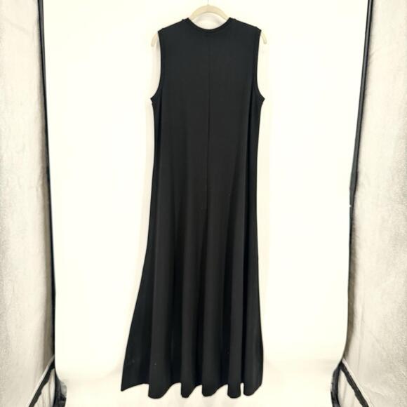 Chicos dress large L black sleeveless maxi minimalist rib trim ponte stretch - Picture 6 of 6